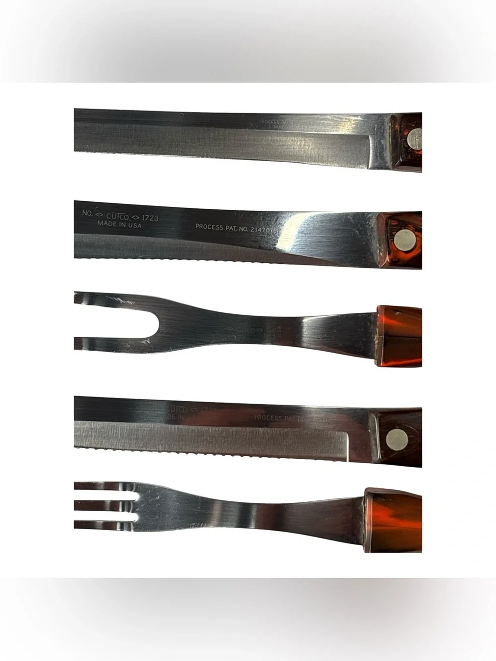 Vintage 5 Pc Cutco Carving Set Knives Fork No 1723 1724 1726 1727 1729 Wall Tray